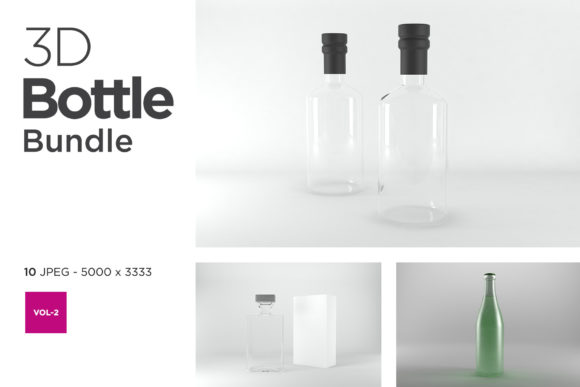 3D Bottle Mockup Bundle Vol-2