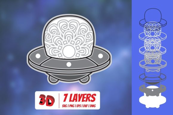 3D Flying Saucer SVG for Modern Design