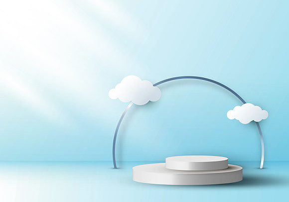 3D Pedestal Mockup with Blue Sky