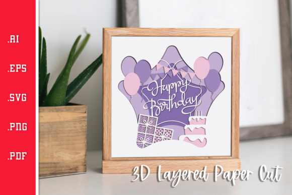 Birthday Star 3D Layered Paper Cut Guide