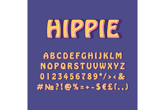 Hippie Vintage 3d Vector Alphabet Set