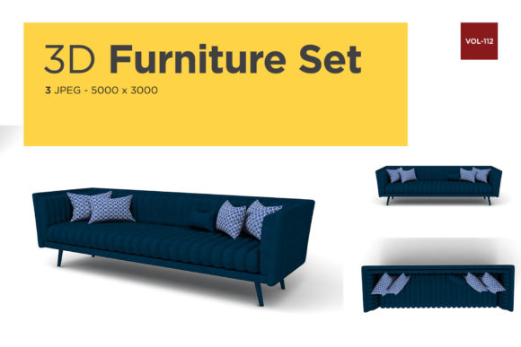 Modern Sofa Front View Furniture 3d
