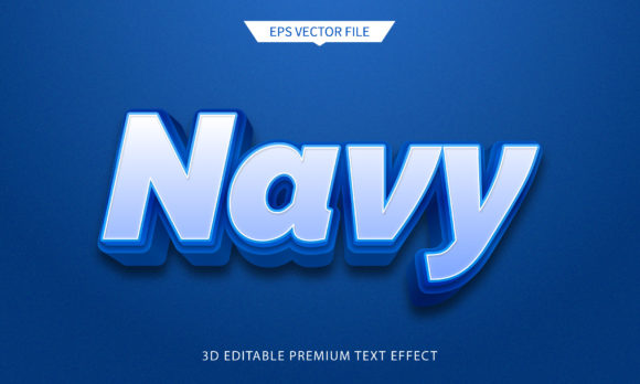 Navy Blue 3D Editable Text Effect Premium