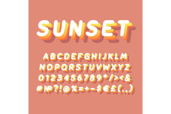 Sunset Vintage 3D Vector Alphabet Set: A Creative Tool for Designers and Enthusiasts