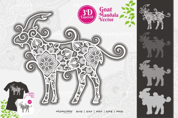 The Art and Geometry of the Goat Mandala Vector SVG 3D Layered 8